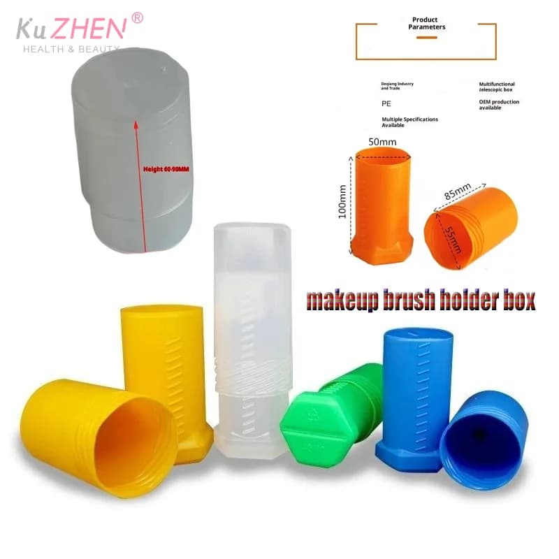 1 pz PP cilindro per pennelli per trucco ad altezza regolabile con coperchio portapenne retrattile in plastica scatola porta pennelli cosmetici antipolvere