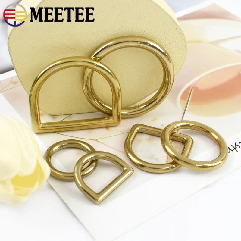 2/5 Pezzi Anelli a D in Metallo da 12-45mm per Moschettoni, Cinghie per Borse, Ganci, Collari per Cani, Fibbie in Ottone Massiccio, Accessori per Borse