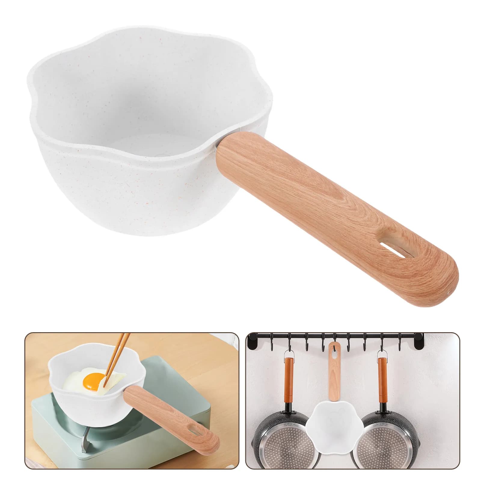 Mini Anti-stick pot for Milk 450ml in Aluminium Alloy, Egg pan, Small Bowl for Dissolving Chocolate and Heating Oil