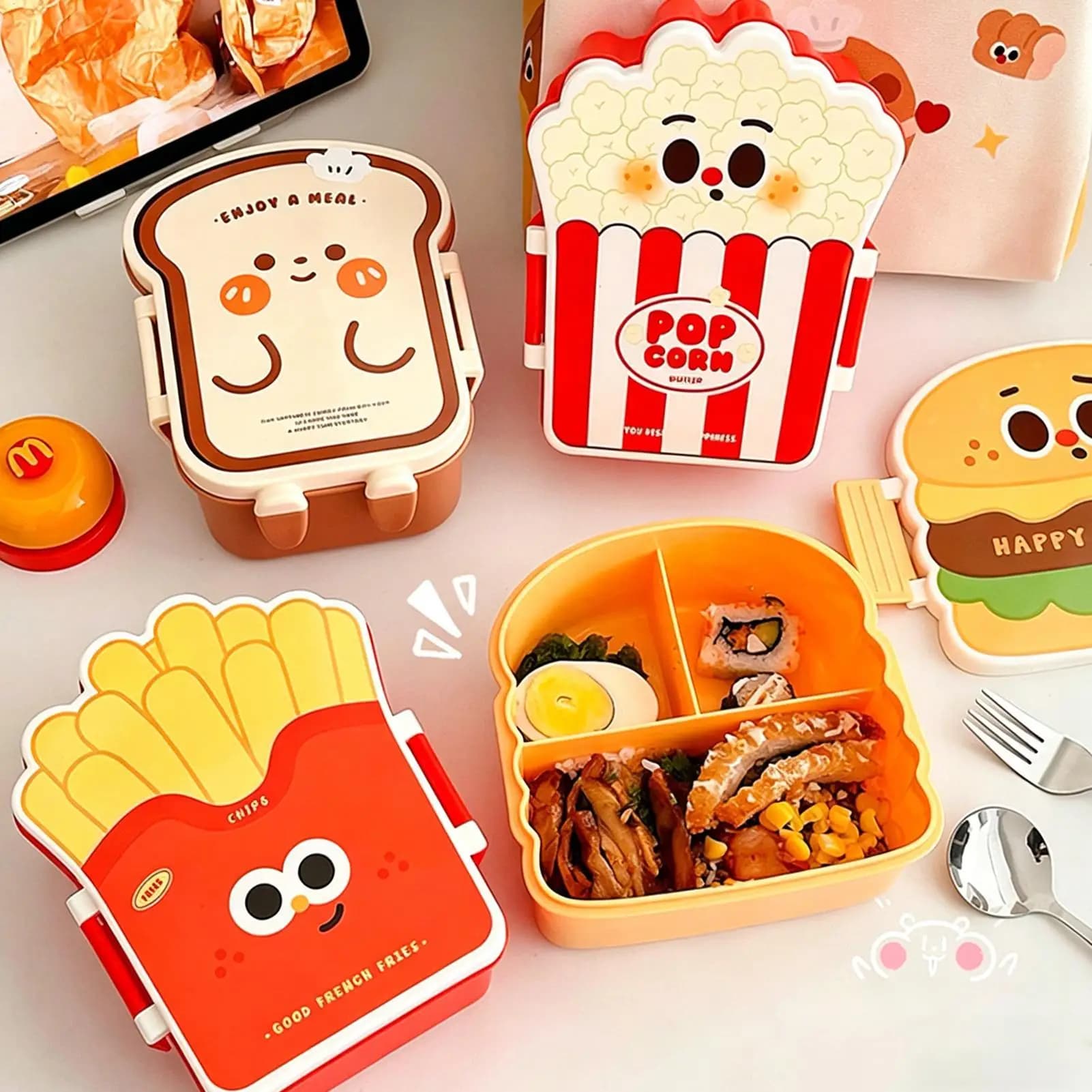 leak-proof lunch box Leak-Proof Food-Grade Divided Lunch Box Student Microwave Safe Travel Bento Box Fruit Salad Bento Box