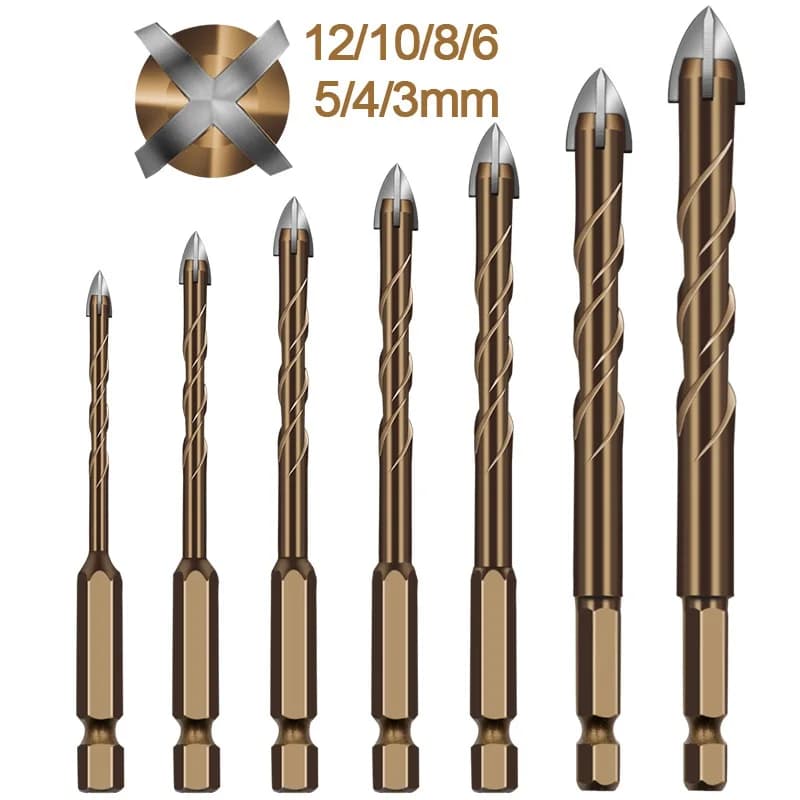 Piastrella esagonale a croce Vetro Cemento Metallo Ceramica Legno Plastica Sega a tazza Triangolo Punta da trapano in lega Dimensioni 3mm 4mm 5mm 6mm 8mm 10mm 12mm