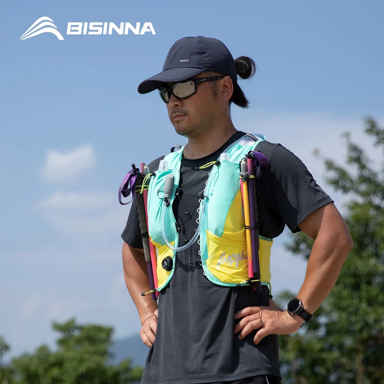 BISINNA Trail Running Vest Ultralight 8L Multiple Pockets Hydration Backpack Breathable Marathon Cycling Outdoor Hiking