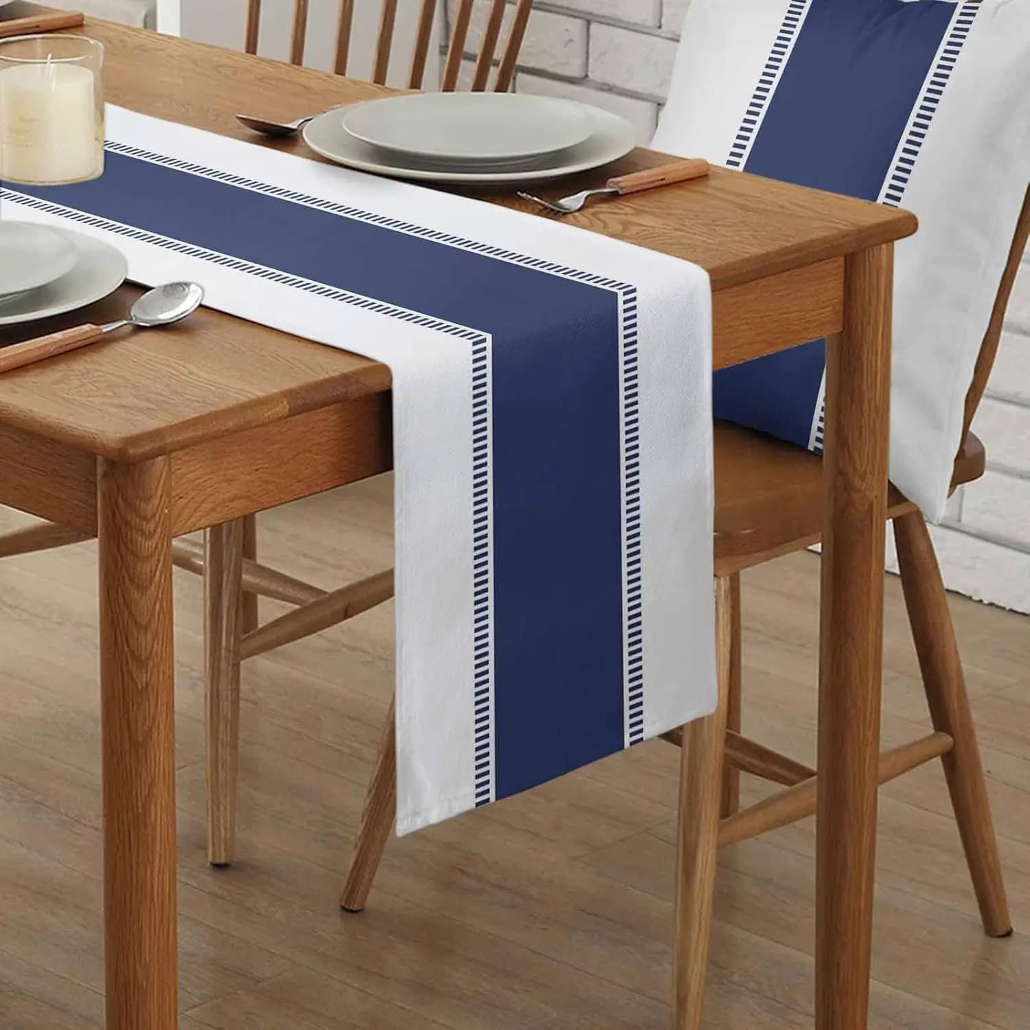 Modern Simple Style Linen Table Runner Dresser Scarf Table Decor Farmhouse Geometric Stripes Table Runners Holiday Party Decor