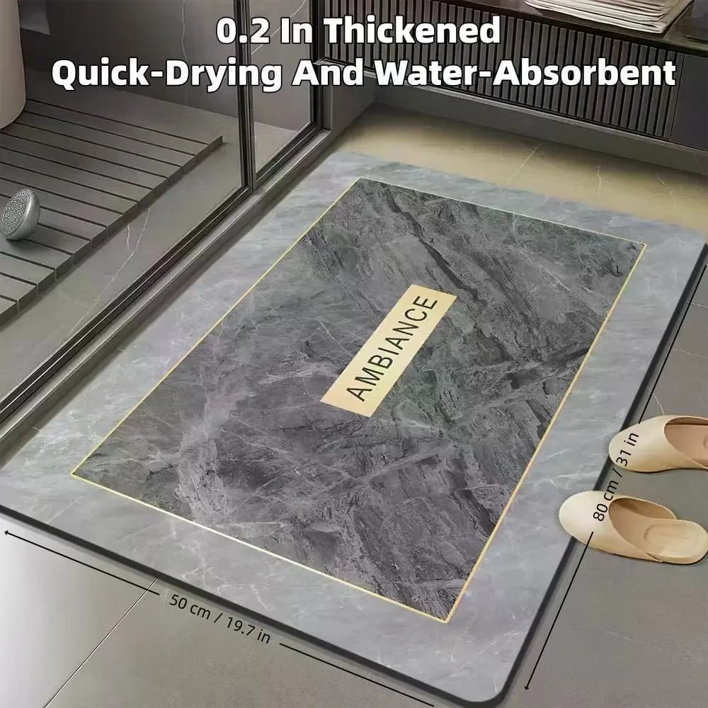 20260.2 Inch Thick Water Absorbent Quick Drying Bathroom Floor Mat Rubber Non-Slip for Bathroom Shower Room Laundry Room Bedroom Living Room Kitchen Door Mat Washable Durable Material
