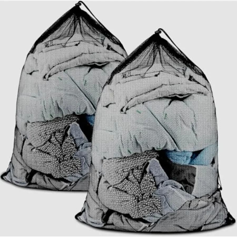 Large Mesh Laundry Bags: 2 Pack 24" x 36" Heavy Duty Soft Breathable Machine Washable for College Dorm Travel Family Use