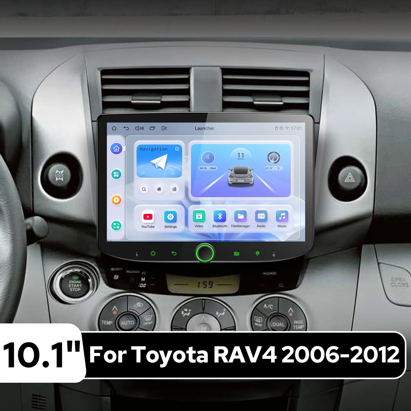 Autoradio Android da 10.1 pollici per Toyota RAV4 2006-2012 Wireless CarPlay e Android Auto 4GB+64GB 1280×800 Lettore multimediale Plug&Play