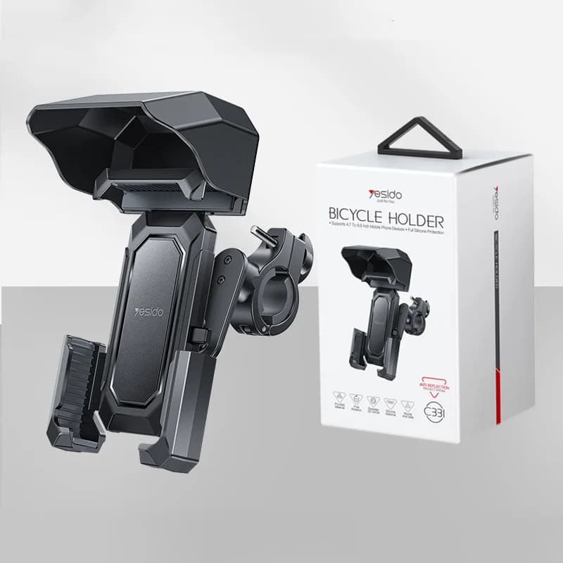 Supporto per telefono per moto e bicicletta con copertura antipioggia, visiera parasole, anti-vibrazione 360 ° Staffa impermeabile universale girevole