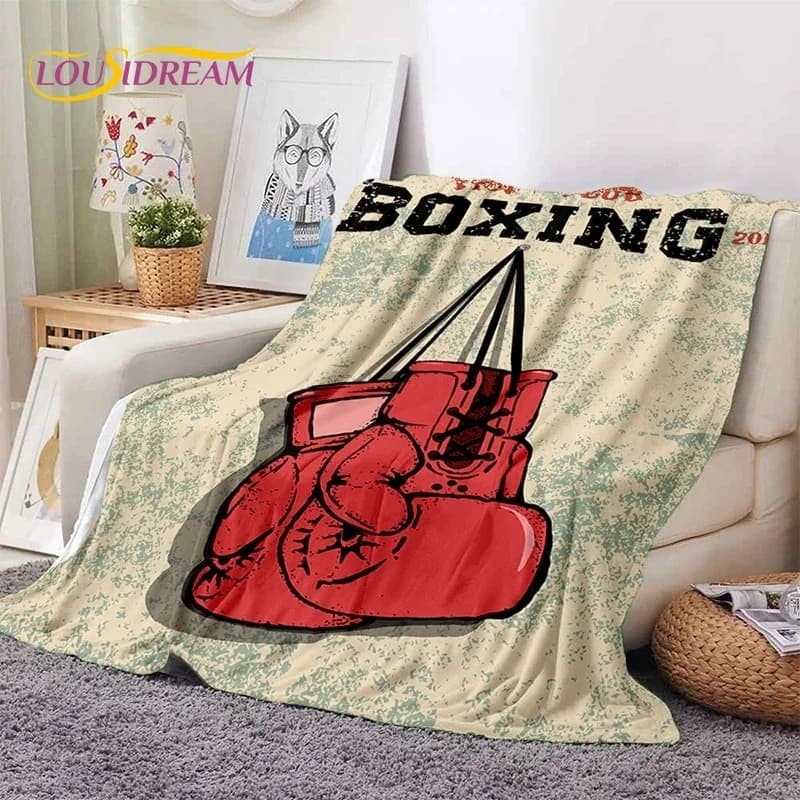 Boxing Gloves Boxer Fight Cartoon Soft flannel blanket for bed room Picnic sofa, blanket for outdoor leisure cover