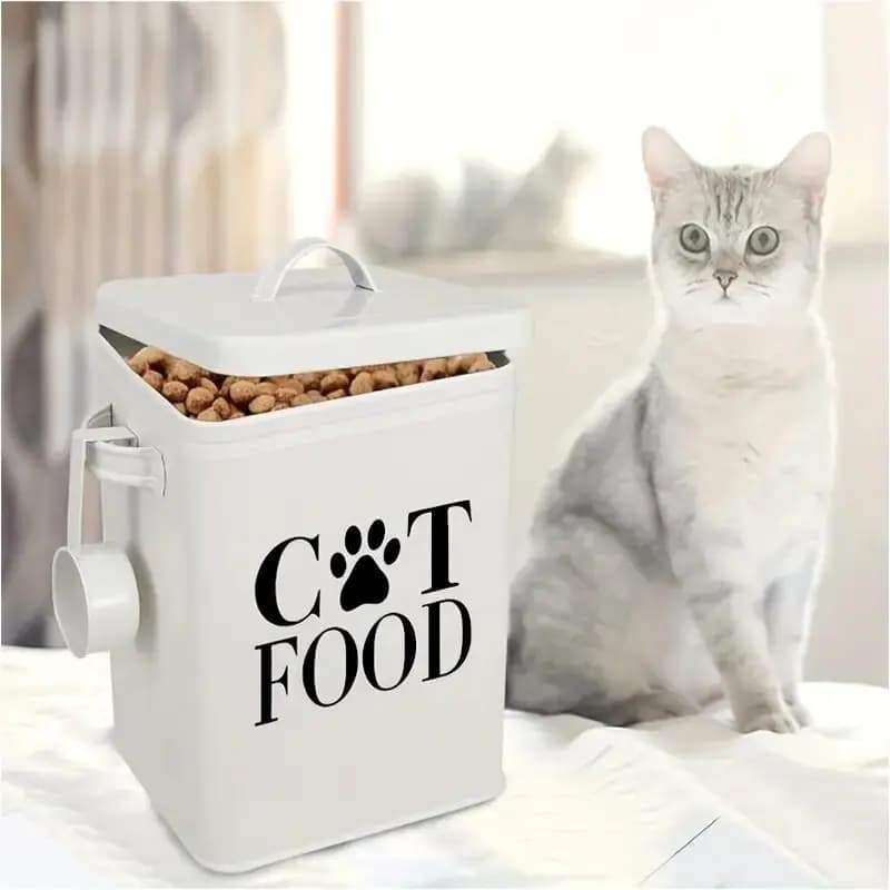 1 adesivo in vinile per contenitore di cibo per gatti, adesivo autoadesivo impermeabile per scatola di cibo per animali domestici, finitura lucida, tema animale