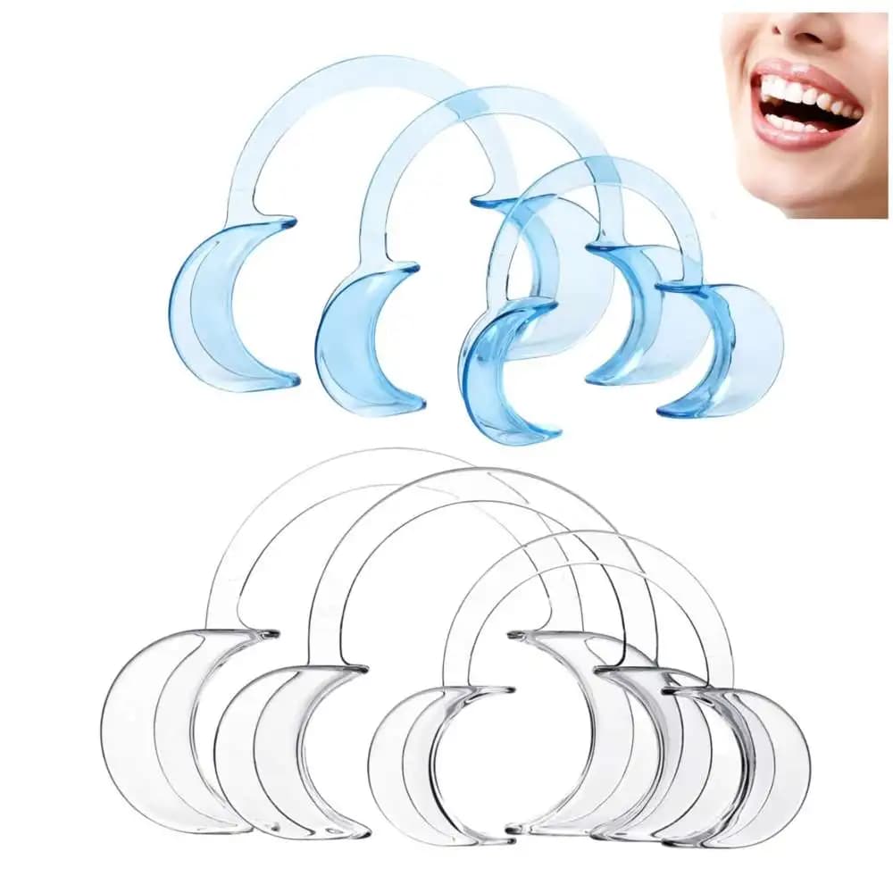 Apri Bocca Divaricatore Guancia Forma di C Apri Bocca Dentisti Guanciata Retrattore Bocca Strumenti Sbiancamento dei Denti per il Boccaglio, Gioco Sfida a Bocca Aperta Festa,Dimensioni S / M / L, Trasparente, Blu