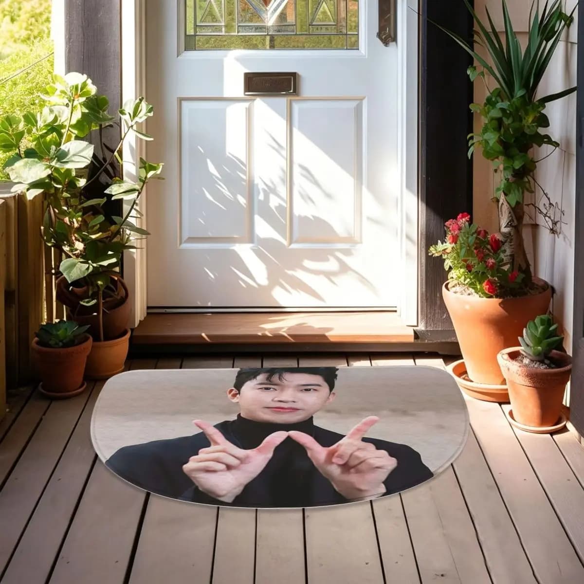 Lim Young Woong Soft Flannel Half Round Doormat Non Slip Bathroom Mat Absorbent Floor Carpet for Living Room