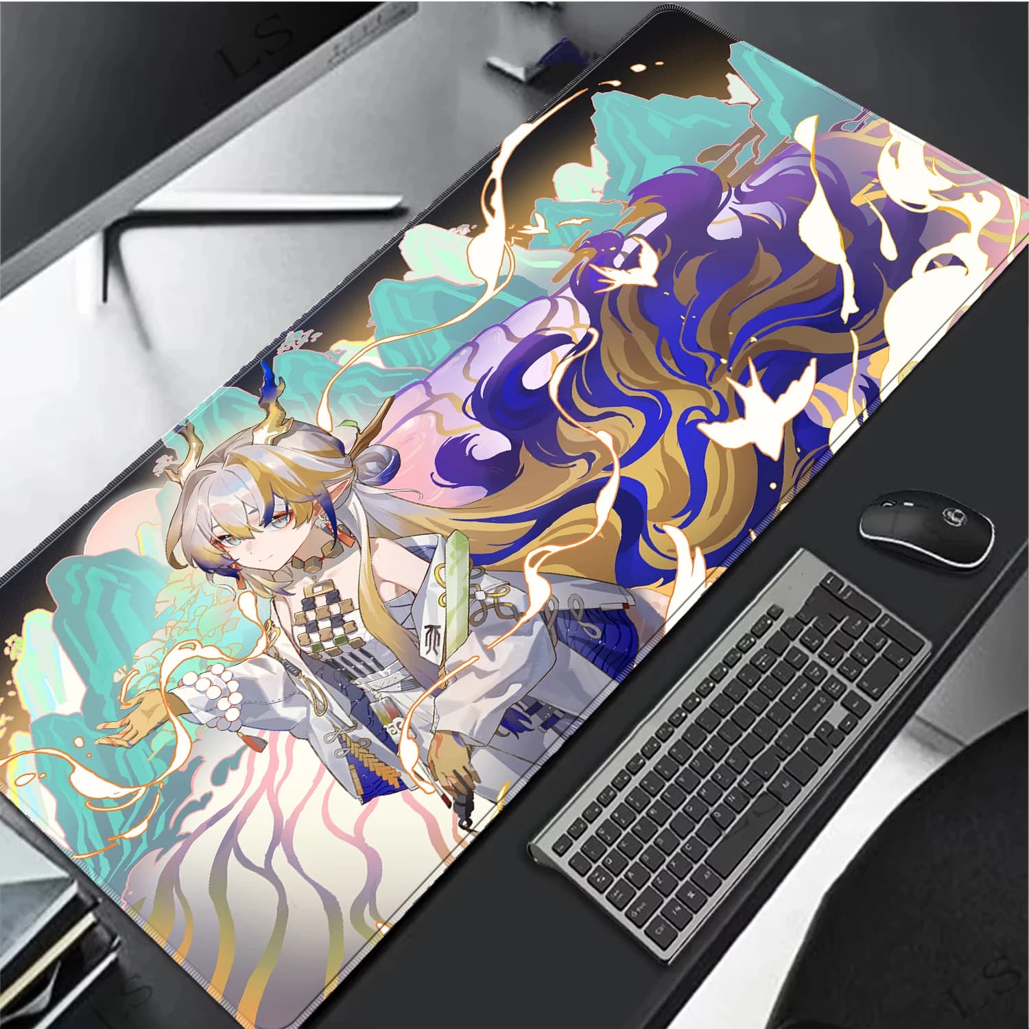 Tappetino per mouse Gaming Arknights Shu, accessori per laptop, tappetino per mouse in gomma naturale, tappetino per tastiera Anime Kawaii Dragon, tappetino da scrivania per ragazza carina