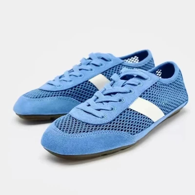 Scarpe da ginnastica basse firmate traspiranti in mesh alla moda Scarpe da ginnastica comode da donna con lacci per scarpe da balletto sportive di marca di lusso da donna