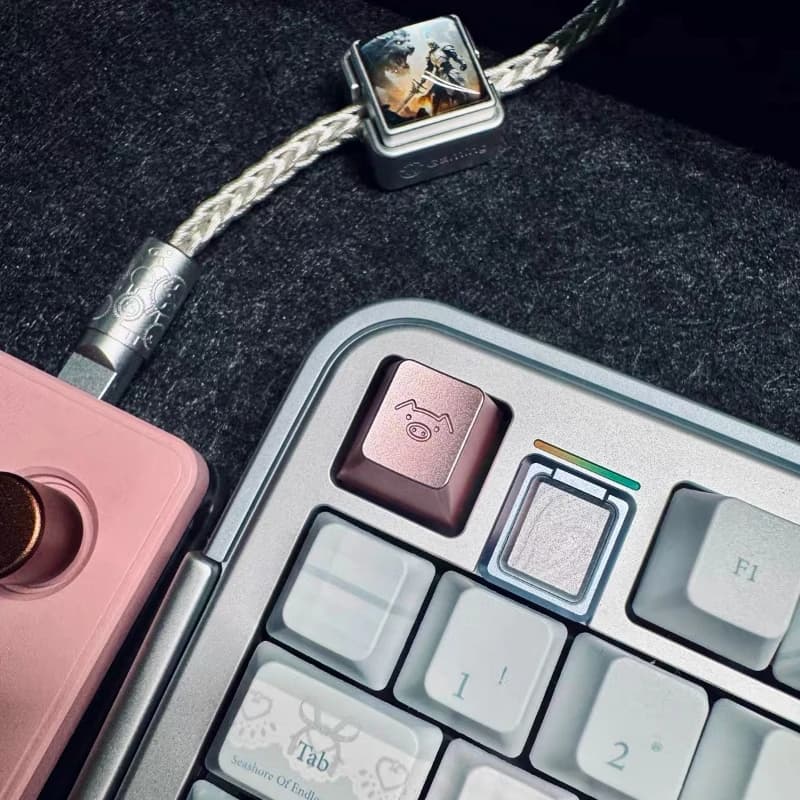 Keycaps Personalizzati a Forma di Maialino, Texture Opaca, in Lega di Alluminio, Profilo Cherry, Keycaps Rosa per Tastiera Meccanica