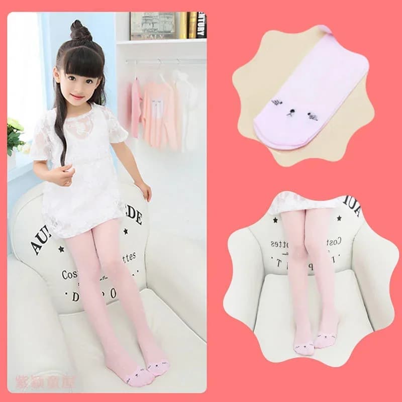 Collant per bambine con stampa Sweet Cat, sottili, trasparenti, traspiranti, leggings elastici e comodi con motivo a cartoni animati per ragazze