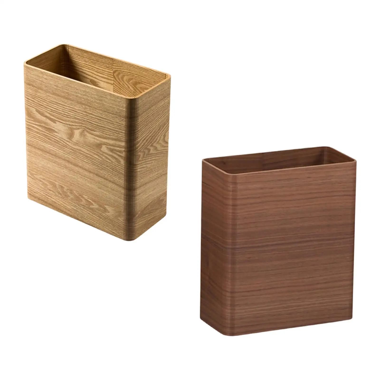 Bidone della spazzatura Bidone della spazzatura decorativo senza coperchio con venature del legno per dormitorio interno della stanza artigianale