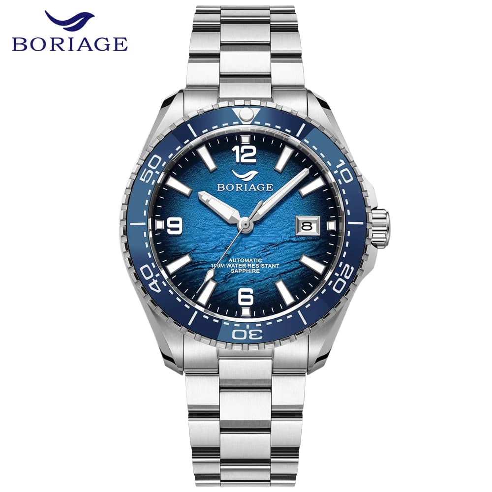 BORIAGE NH35 Men's Watch Luxury Stainless Steel Water Resistance 100m Diving Watches Luminous Wrist Watch