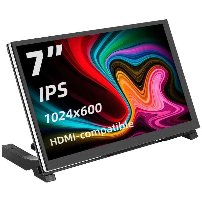 7 Inch Portable Display IPS LCD Touch Screen Capacitive Monitor 1024x600 Optional Speakers for Raspberry Pi 5 4B 3B + Laptop