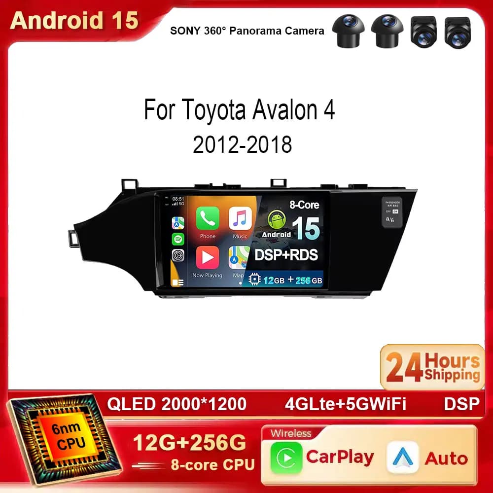 Android 15 Autoradio Per Toyota Avalon 4 IV XX40 2012-2018 Auto Carplay Schermo Automotivo Bluetooth Stereo 4G WIFI BT Lettore GPS