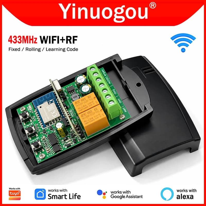 Tuya WIFI Porta Del Garage Apri Cancello Ricevitore 433MHz 433.92MHz Universale Porta Del Garage Ricevitore di Controllo Remoto Relè interruttore intelligente