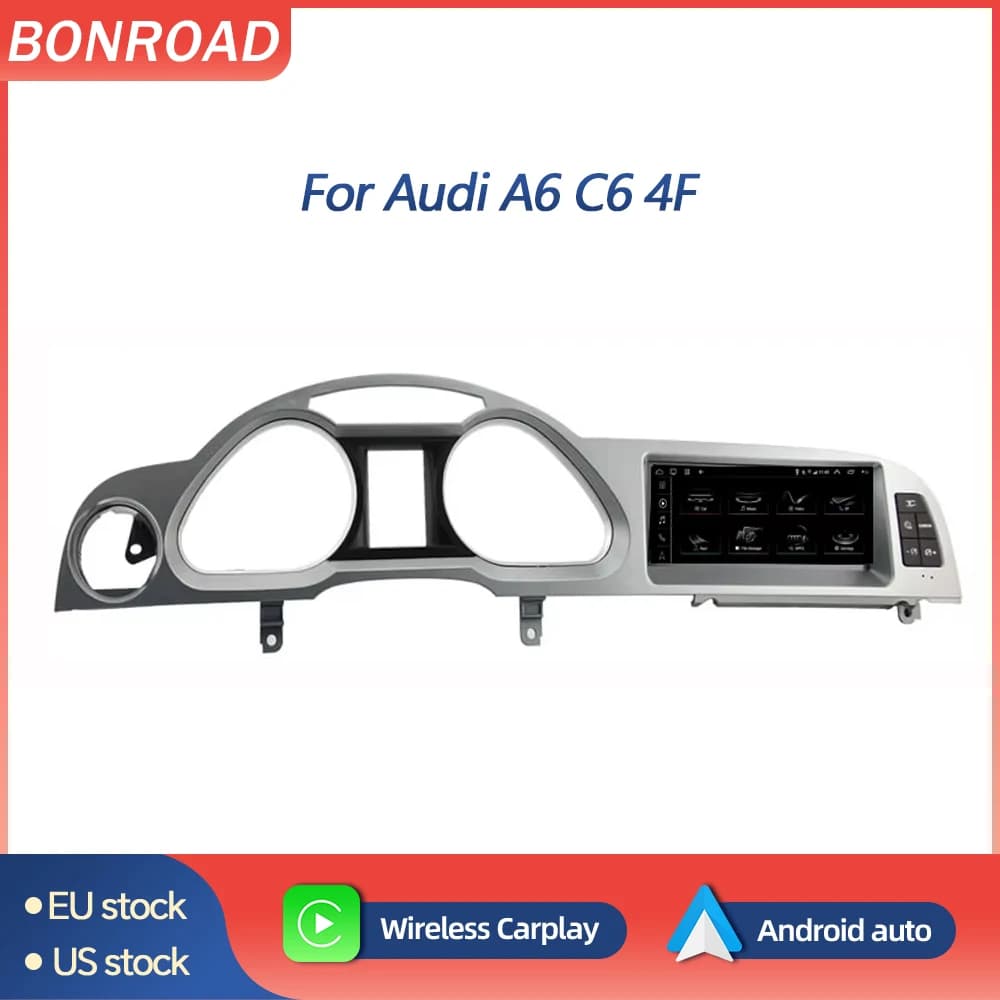 Bonroad Wireless CarPlay Lettore multimediale per auto Android per Audi A6 C6 4F 2005-2012 MMI 2G 3G Bluetooth GPS Radio Schermo stereo