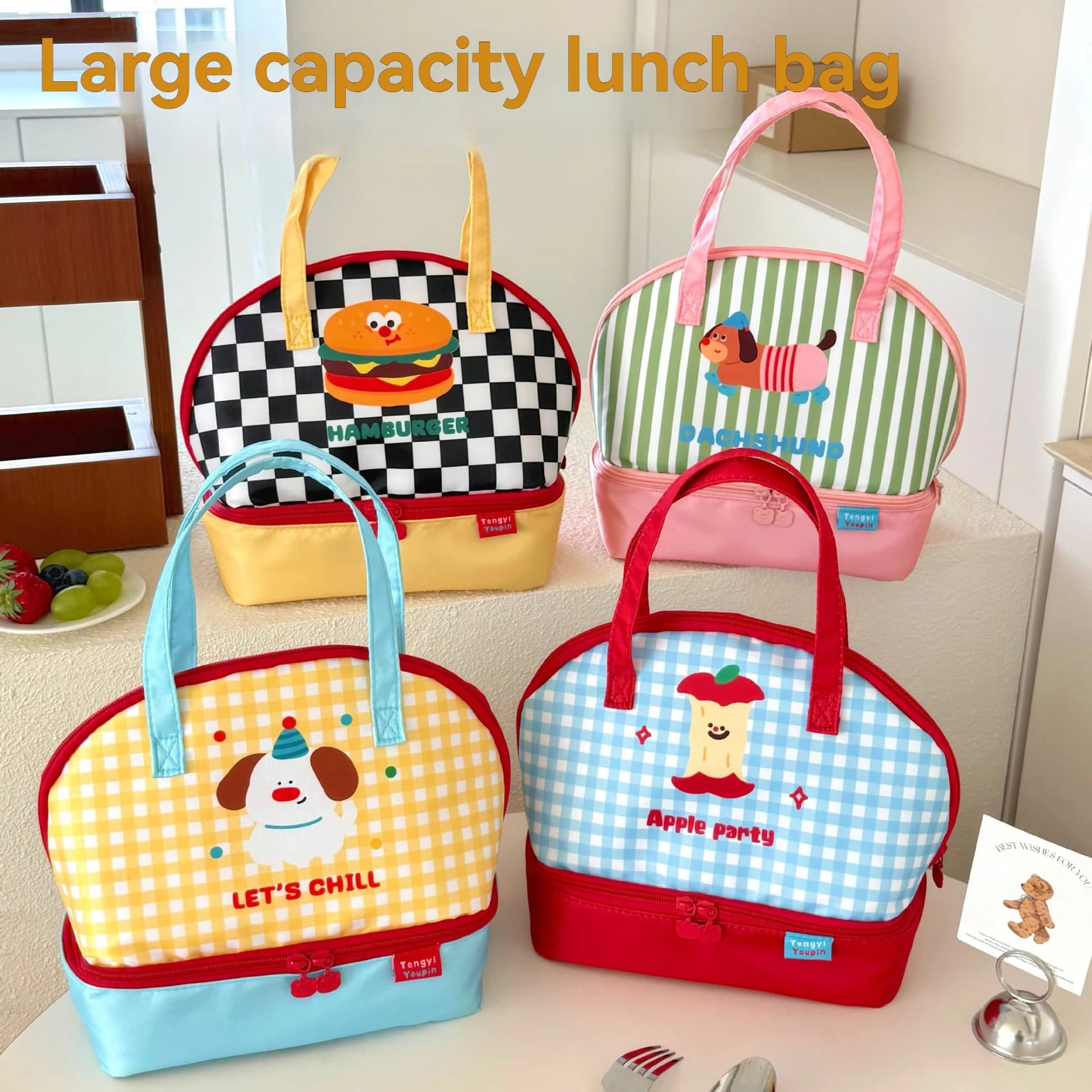 Bag Portable Nice Cartoon Animated Cartoon Thermal Bag Packed Lunch Bag for Freshness Conservation in Aluminum Sheet