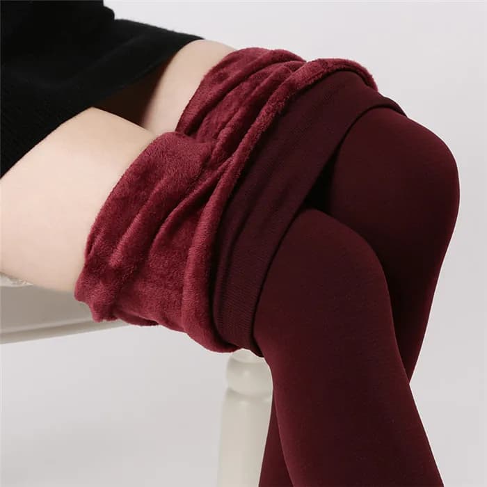 Leggings da donna a vita alta, foderati in pile di spessore medio, autunno inverno, in pile sottile, pantaloni termici per studentesse