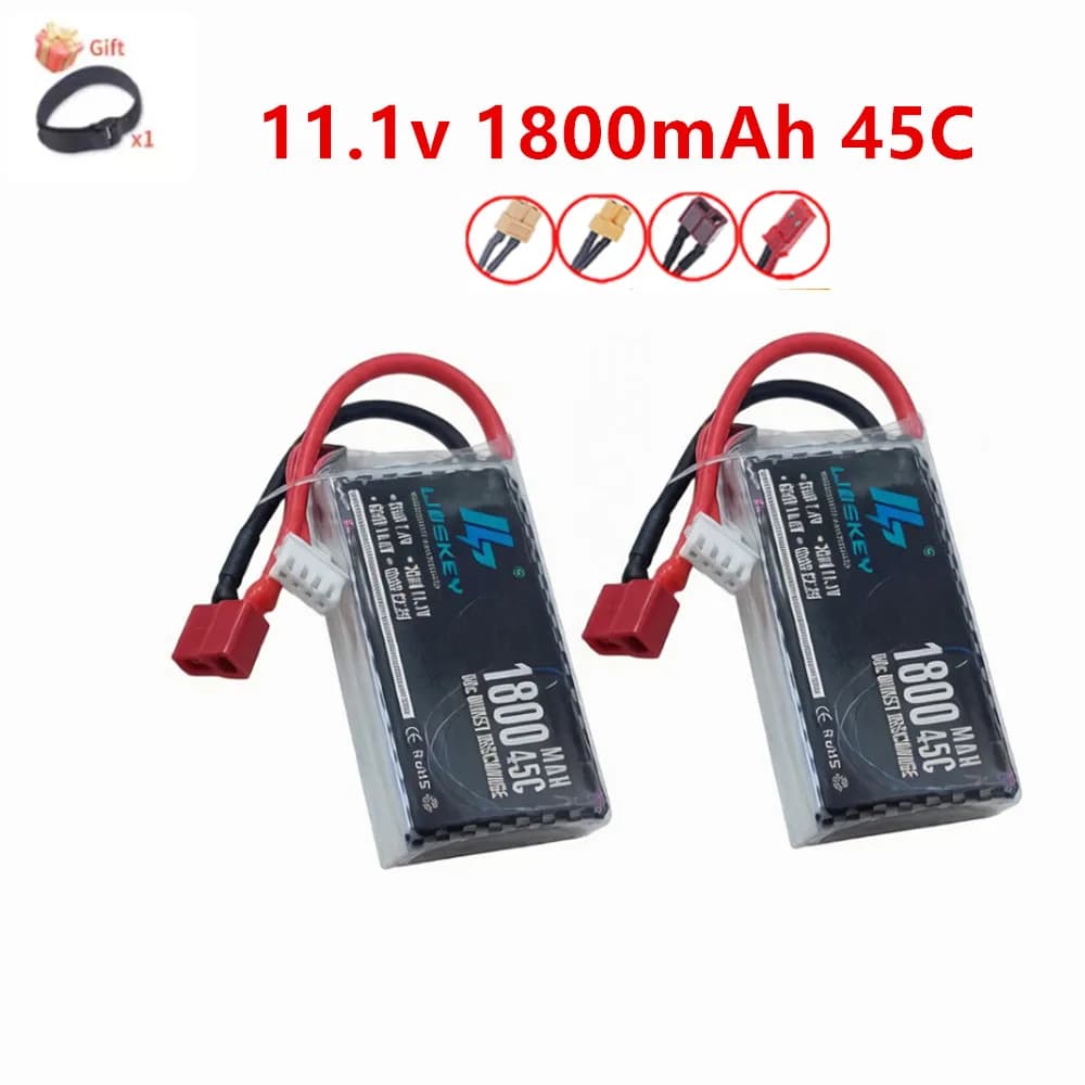 Lipo 3S 1800mAh 11.1V 45C Softcase with XT60 Connector for Auto RC, FPV Drone, Desert Truck, Parts for Hobby RC, XT30 T JST