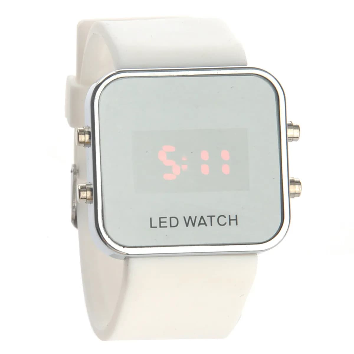 Red LED Watch Unisex Square Glass Face Silicone Band Adjustable Comfortable White LED Watch for Men Women Daily