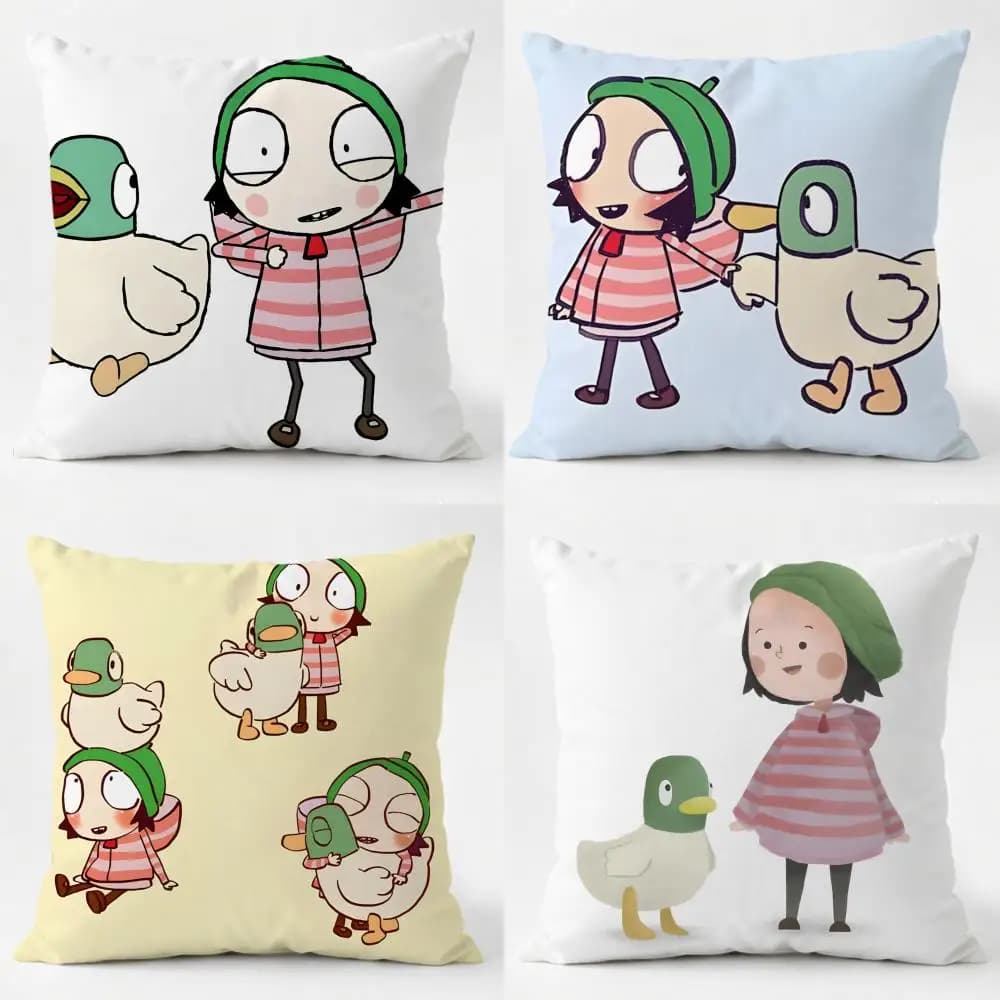 Sarah-and-Duck Sarah duck british cute Cushion Cover comfort Daily Washable Linen for Sofa Bed Home Room Decor