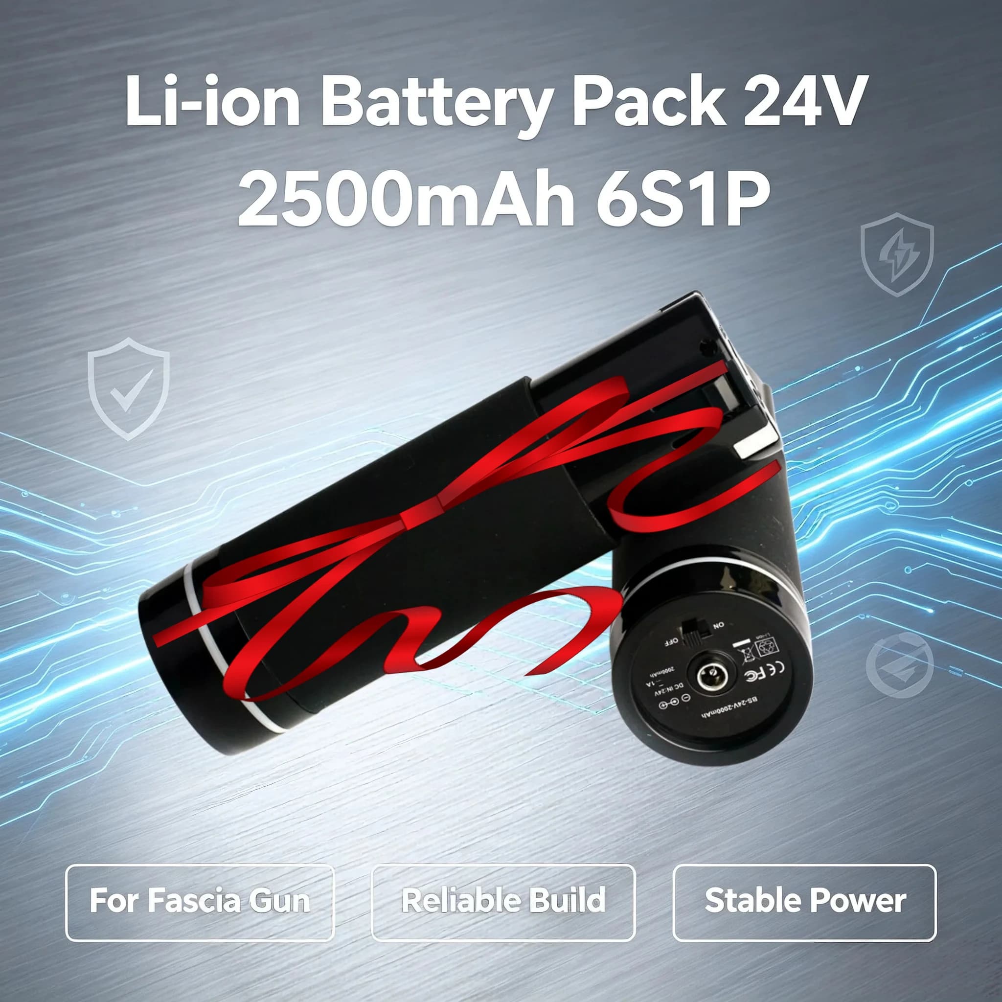 24V 2.5Ah 2500mAh 6S1P 18650 Li-ion Battery for Massage Gun, Replacement for Fascia Gun Muscle Relaxation Tool