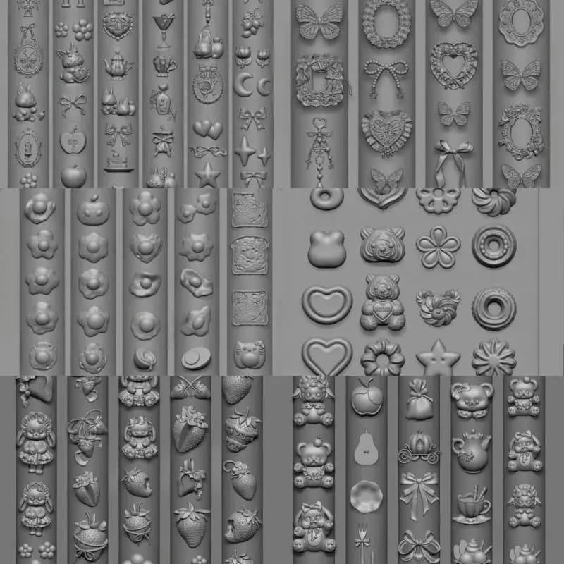 3D Silicone Mold For Nail Art Design Relief Bow Strawberry Baroque Pattern Manicure Templates Plates Tools Accessories