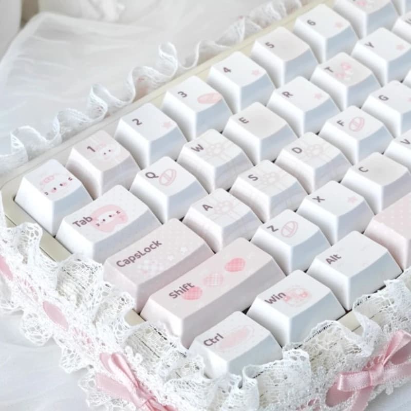 Copritasto per piccolo gatto da infermiera personalizzato carino PBT Cherry Profiel sublimazione termica rosa copritasto per tastiera meccanica adatto per ufficio