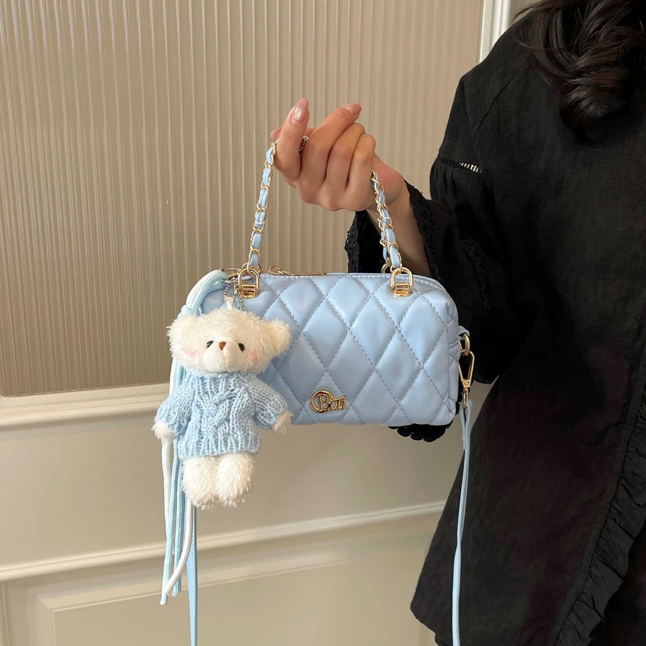 New Mini Women's Crossbody Bag Chains Diamond Checkered Handbags High Quality PU Leather Ladies Single-shoulder Zipper Bags