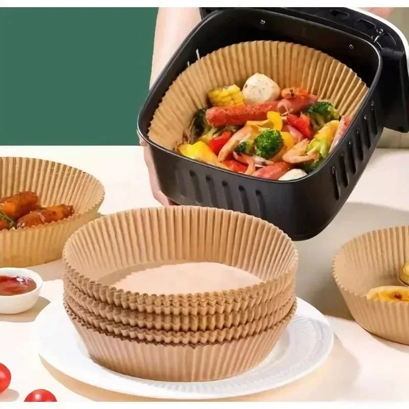 Disposable Non-Stick Air Fryer Liners Oilproof Waterproof Parchment Paper for Oven Microwave Home Baking Cooking