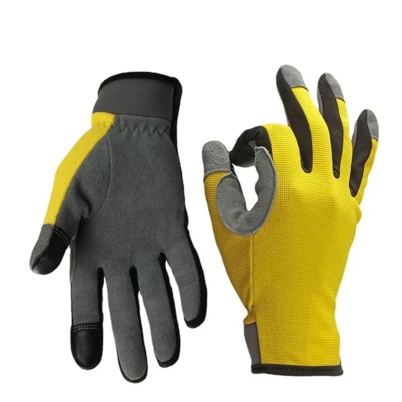 Useful Garden Work Gloves Touch Screen in Deer Skin for Garden Work Garden Gardening Bike Cycling Mechanical DIY for Women and Men
