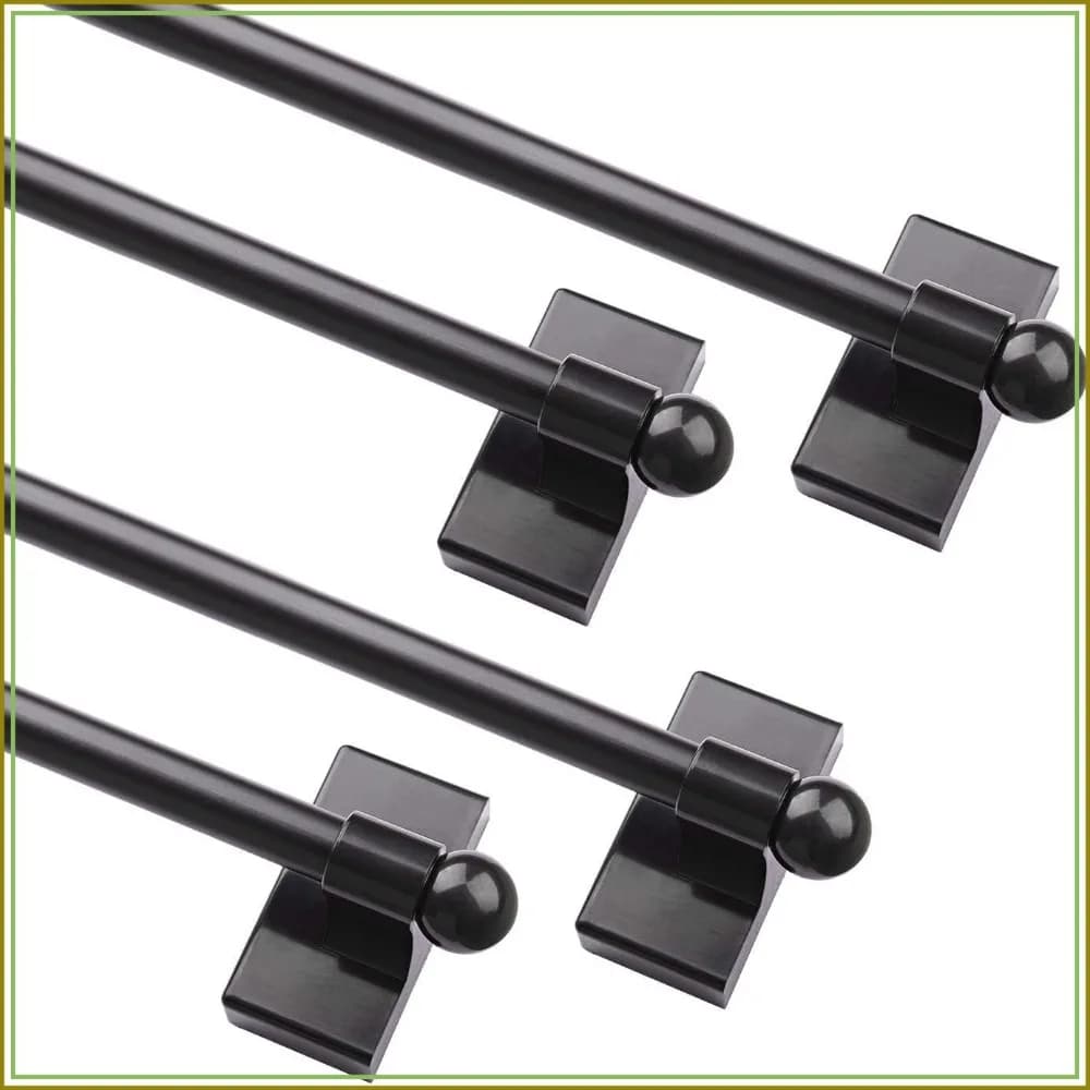 Magnetic Curtain Rods 16-28 Inch, 1/2 Inch Diameter, 4 Pack, Adjustable for Metal Doors