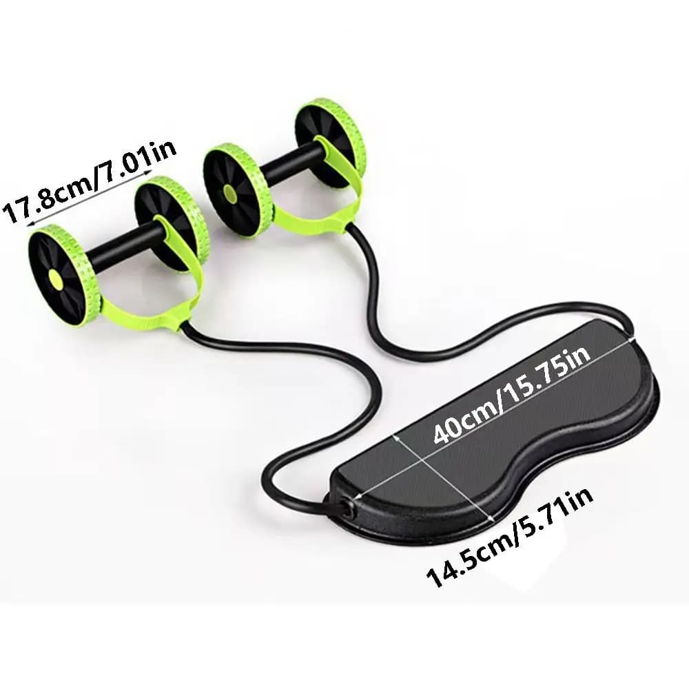 Double Abdominal Roller with Resistance Bands and Traction Cord, Adjustable Abdominal Wheel for Muscle Training