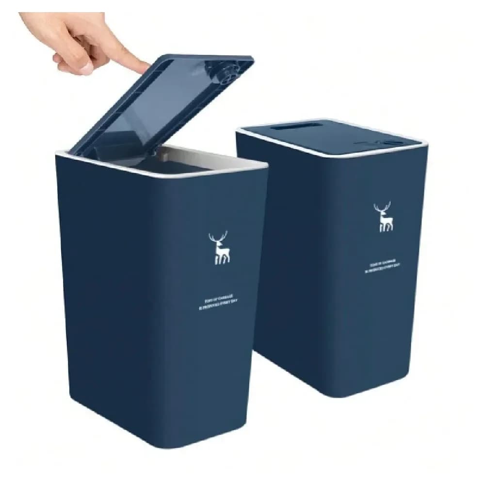 Cestino per Rifiuti con Coperchio, Confezione da 2, 15 Litri (4 Galloni), Cestino con Coperchio a Pressione, Cestino per Rifiuti Piccolo a Prova di Cani, Cestino in Plastica, Contenitore per Rifiuti