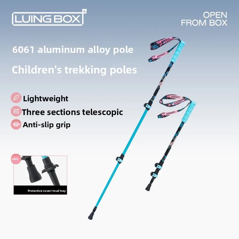 LUING BOX-Qingxing KID Bastoncini da trekking per bambini Bastoncini da trekking in lega di alluminio per bambini bastoncini da passeggio regolabili ausilio per la deambulazione