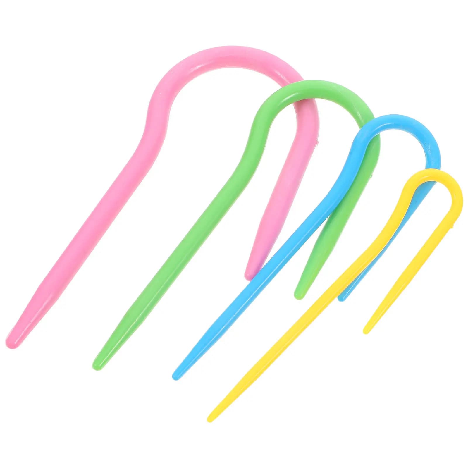 Set di 4 Ferri da Maglia Colorati a Forma di U in Plastica ABS per Uncinetto, Ricamo e Lavorazione del Pizzo, Leggeri ed Ergonomici