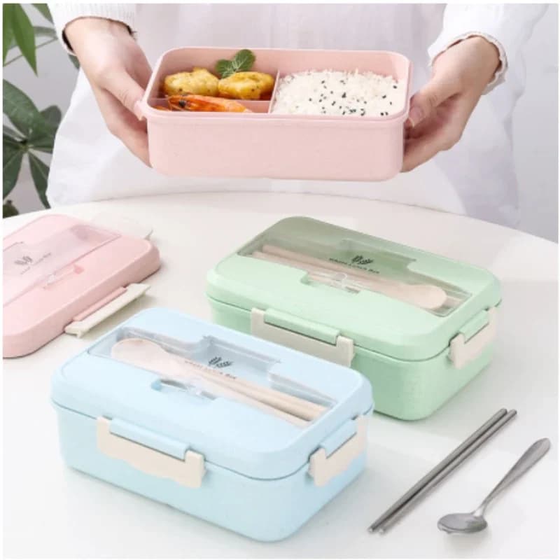 Microonde Lunch Box paglia di grano stoviglie contenitore per alimenti bambini bambini scuola ufficio portatile Bento Box Lunch Bag