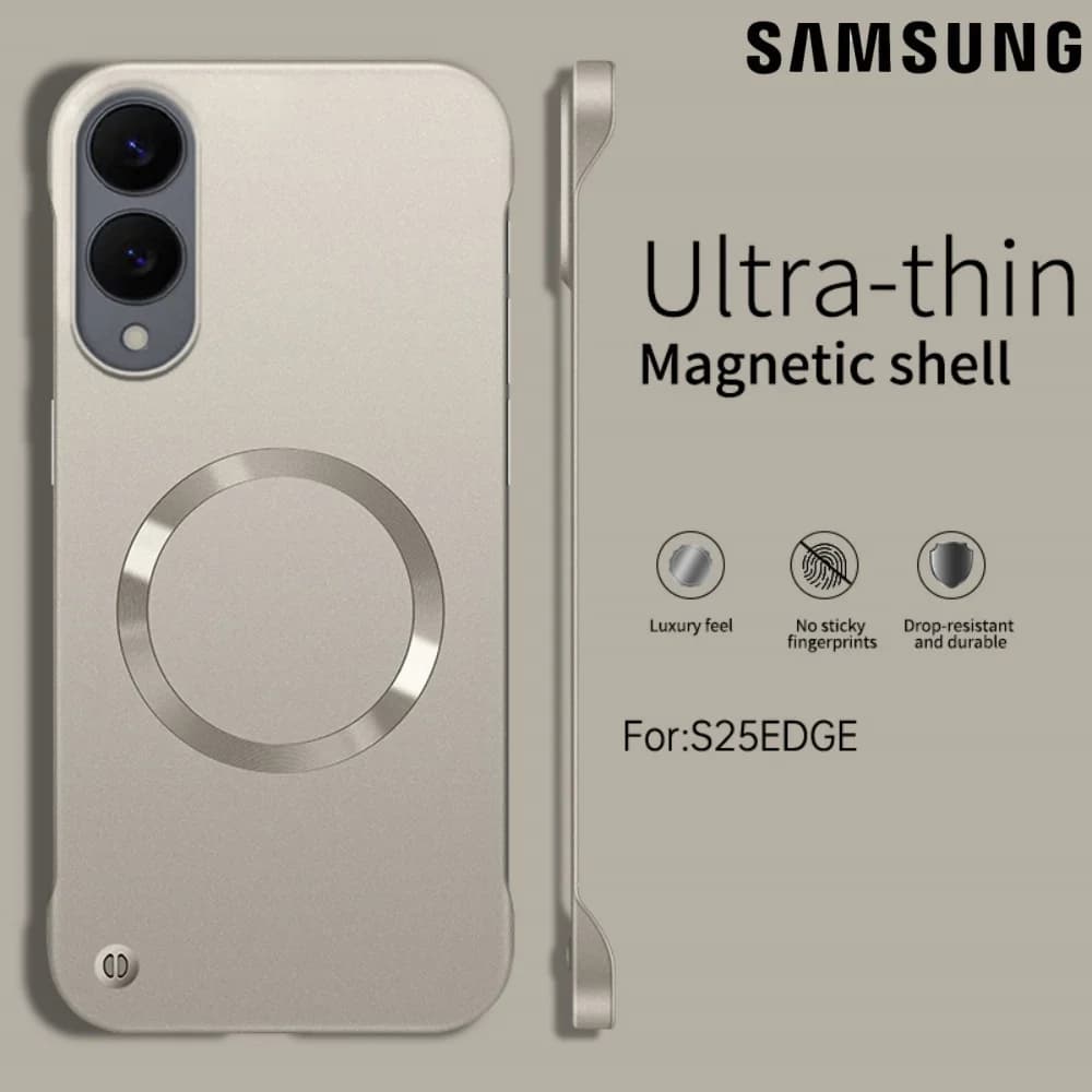 Custodia Sottile in Metallo Senza Cornice per Magsafe, per Samsung Galaxy S25 Edge FE S24 S25 S26 Ultra, S22 S23 Plus A56 5G, Cover Protettiva