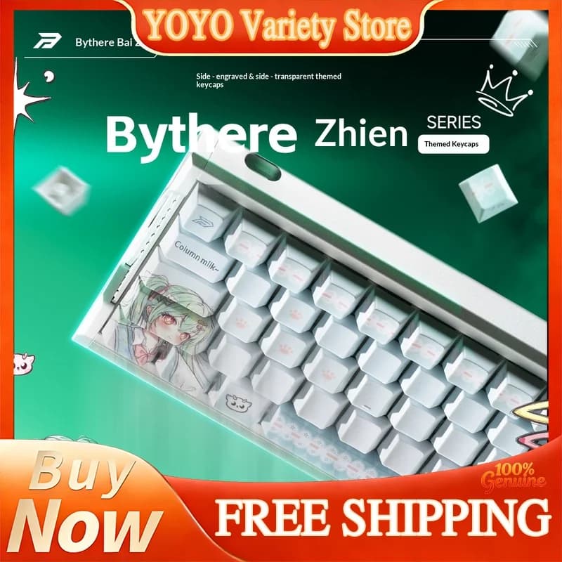Keycaps Bythere Zhien Anime PBT Spessi con Stampa Laterale Traslucida, 138 Tasti, Profilo Factory per Tastiera Meccanica