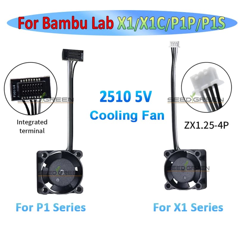 2510 Bambu Lab X1/P1 Cooling Fan Hotend with Cable Fast Cooling Fan for Bambu X1C P1S P1P 3D Printer Accessories