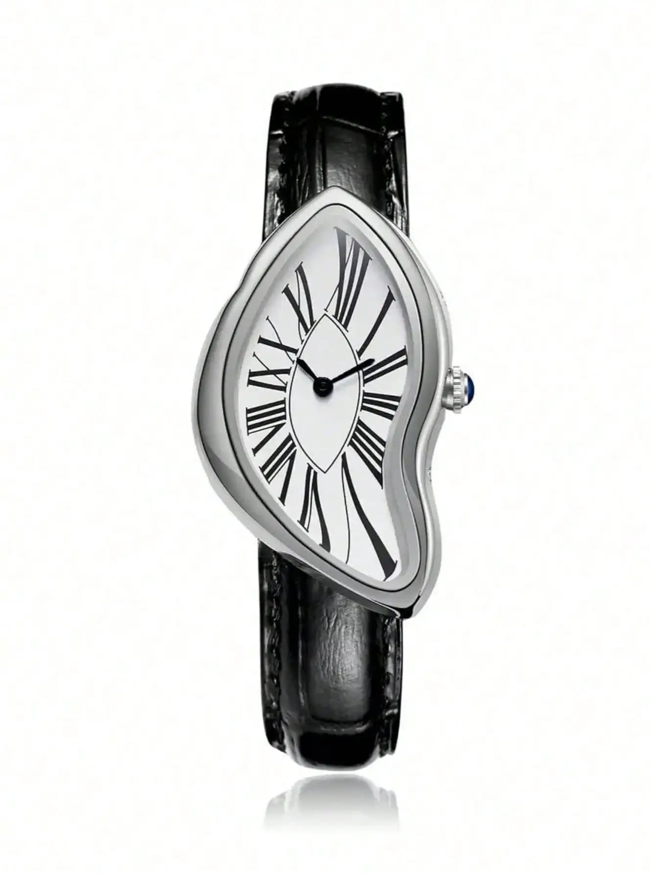 Orologio di Lusso Creative Melt per Uomo e Donna, Orologio al Quarzo Analogico alla Moda con Cinturino in Vera Pelle, Quadrante con Numeri Romani, Impermeabile