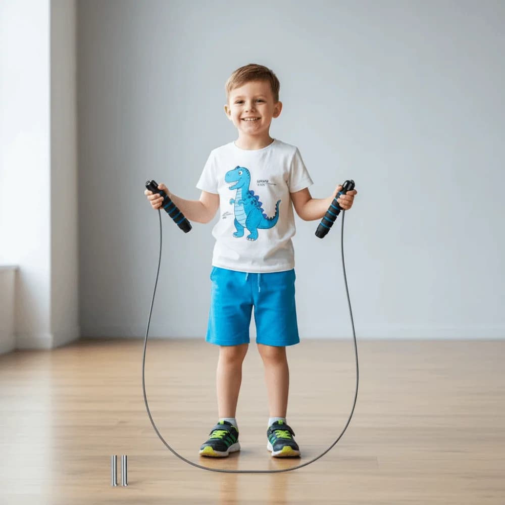 Adjustable Length Jumping Wheel, Confortable Foam Handles, Bearing System, Anti-Group Cord for Sports Training
