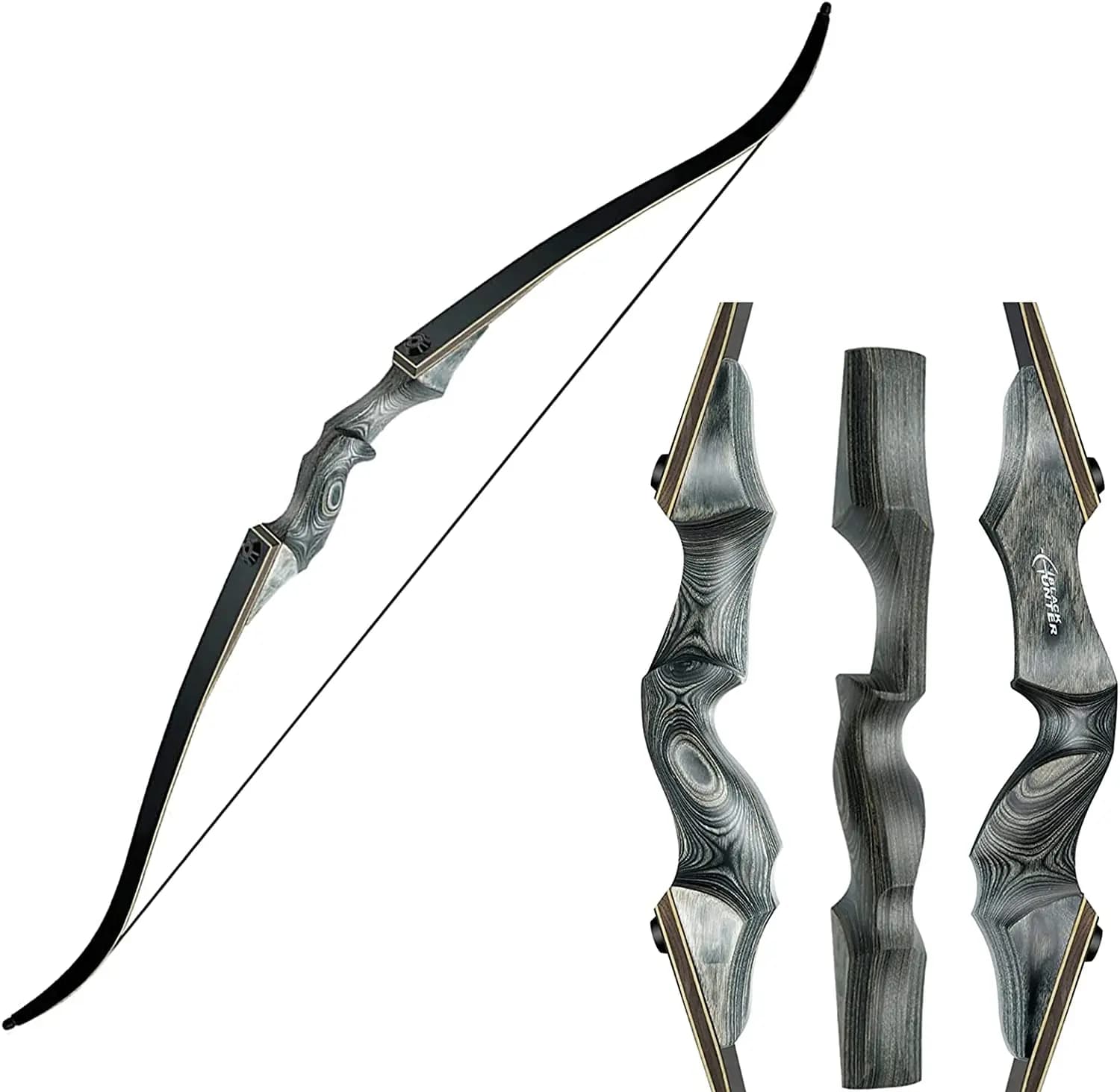Originale Black Hunter Takedown arco ricurvo 60 pollici con arti centrali in bambù tiro con l'arco caccia tiro con l'arco pratica 20-60lbs