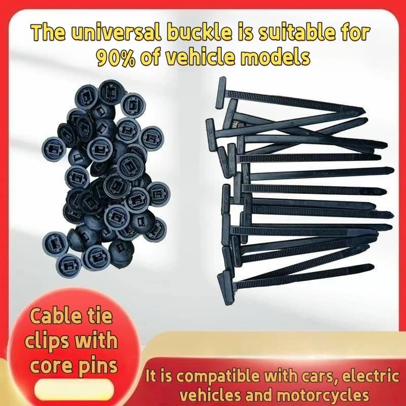 Rivetto push con fibbia per fascetta in nylon per il fissaggio dei parabraccia del motore, dei rivestimenti del parafango e dei clip del bagagliaio; di fissaggio universale.