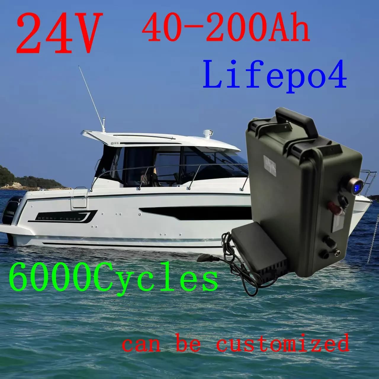 Lifepo4 24V 100Ah 40Ah 50Ah 60Ah 80Ah 120Ah 150Ah 180Ah 200Ah Batteria al litio ferro fosfato per motore da traina a pannello solare